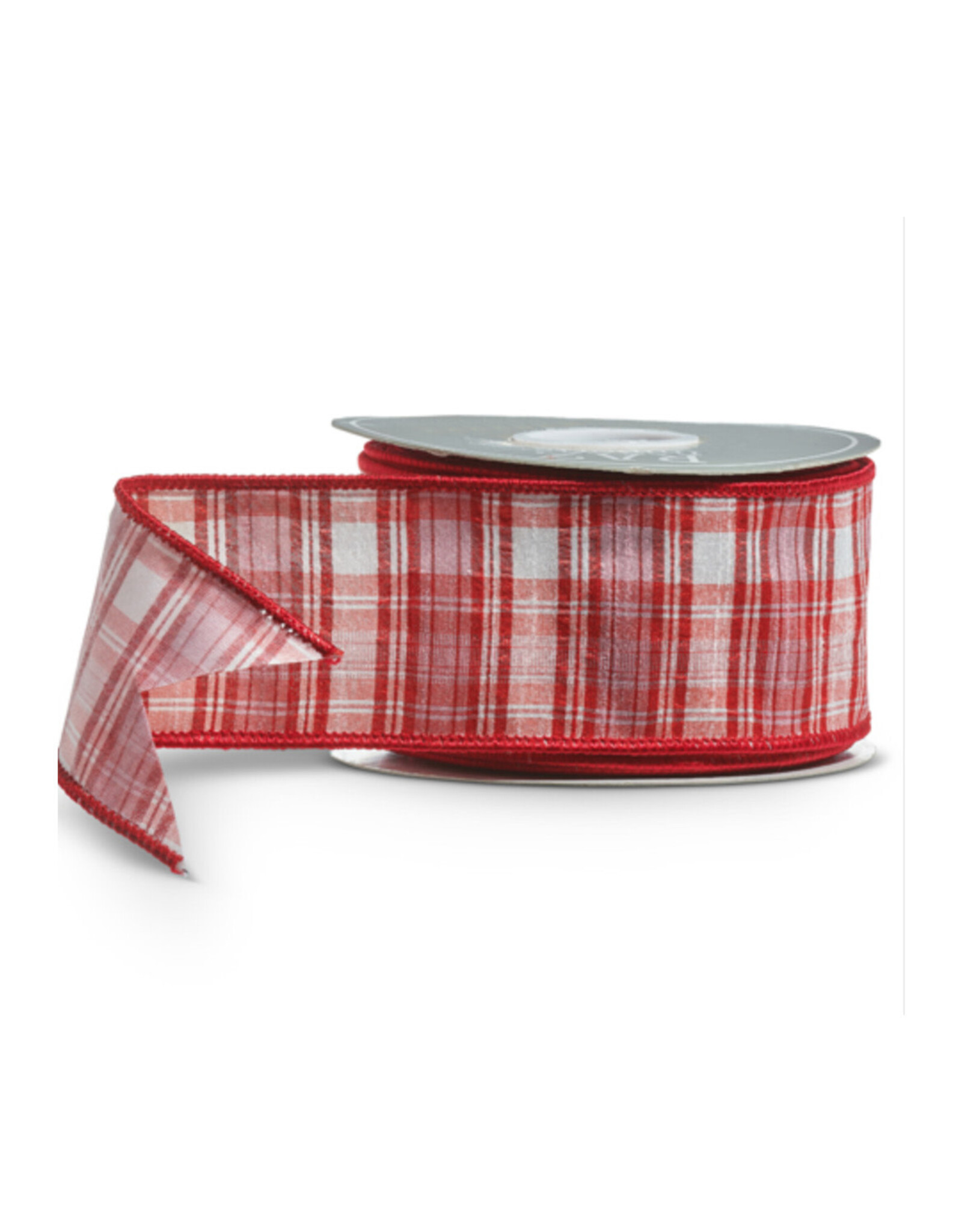 2.5" X 10 Yds Pink and Red Plaid Wired Ribbon