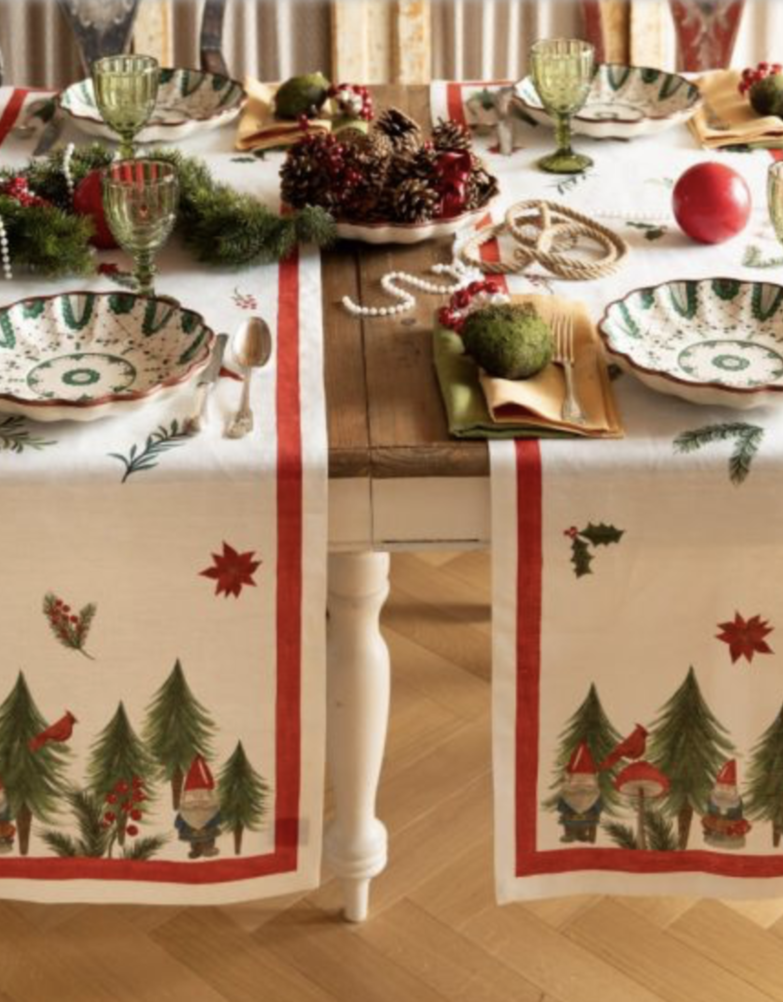 Italian Linen - Jolly Elf Table Runner 18"x67" Cream