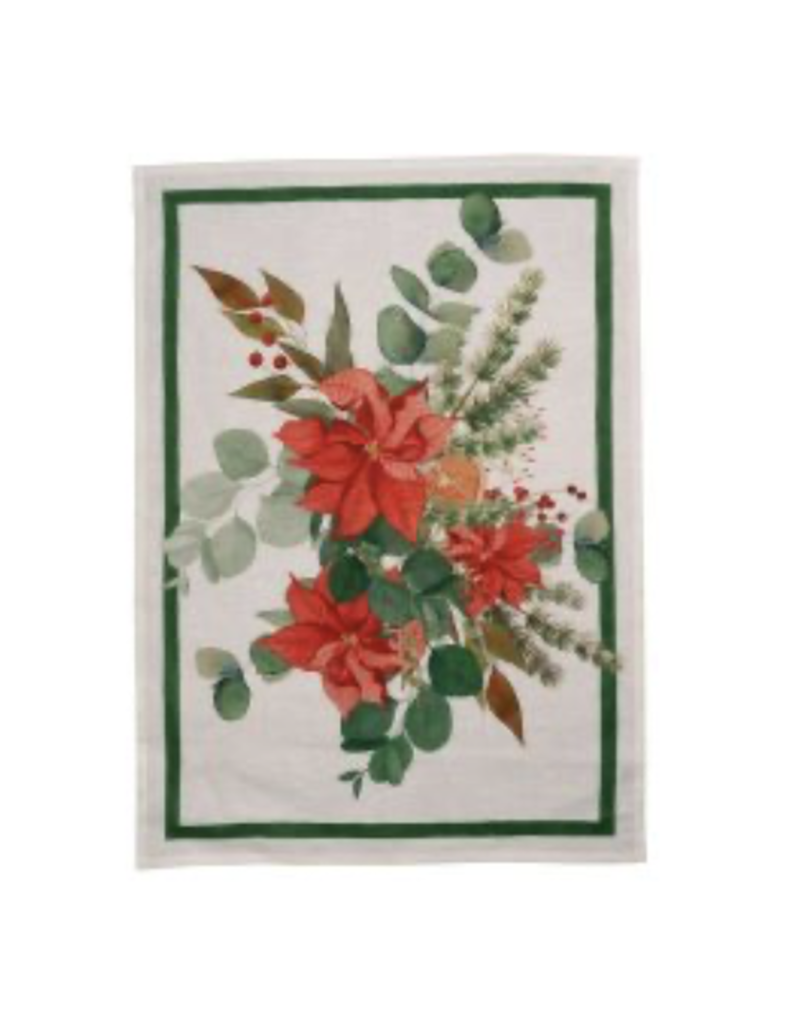 Italian Linen - Garland Glee Green Kitchen Towel 20"x28" Cream