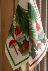 Italian Linen - Jolly Elf Red Kitchen Towel 20"x28" Cream