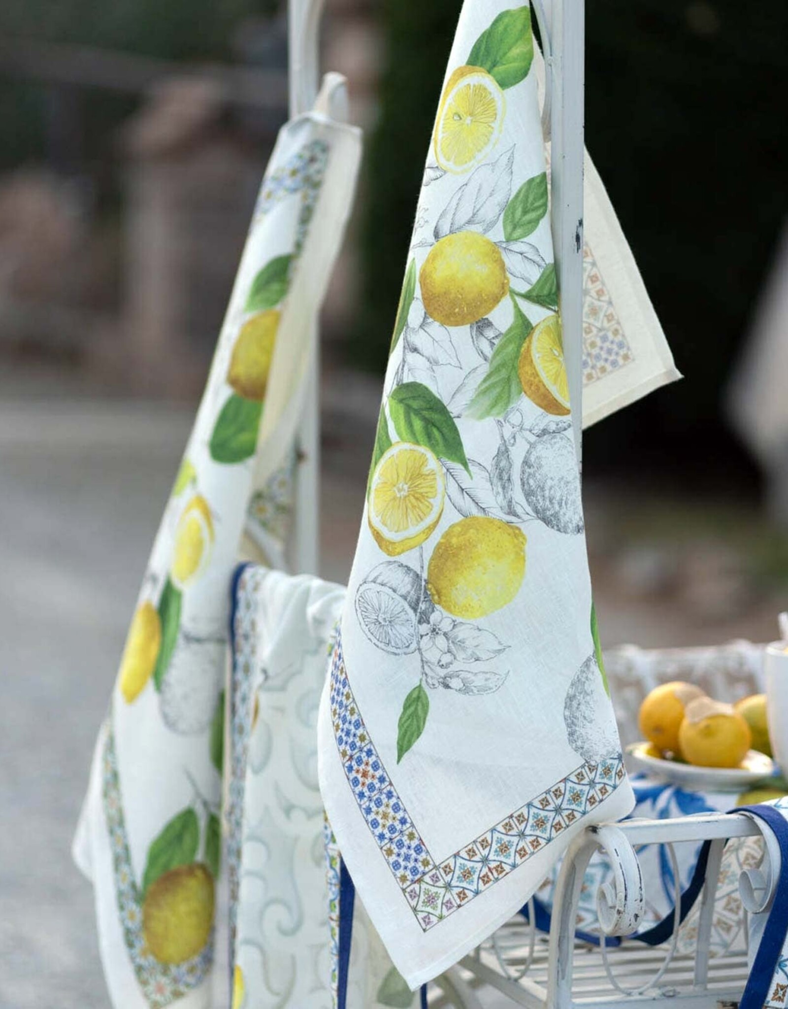Italian Linen - Cetara - Blu Kitchen Towel 20"x28" Cream