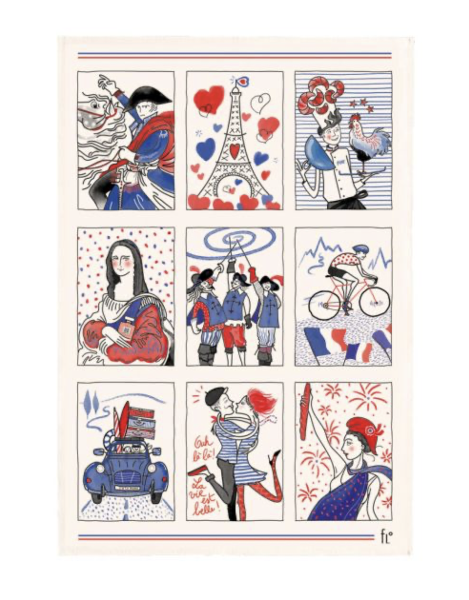 Symbols of France Dish Towel 18.50" x 28"