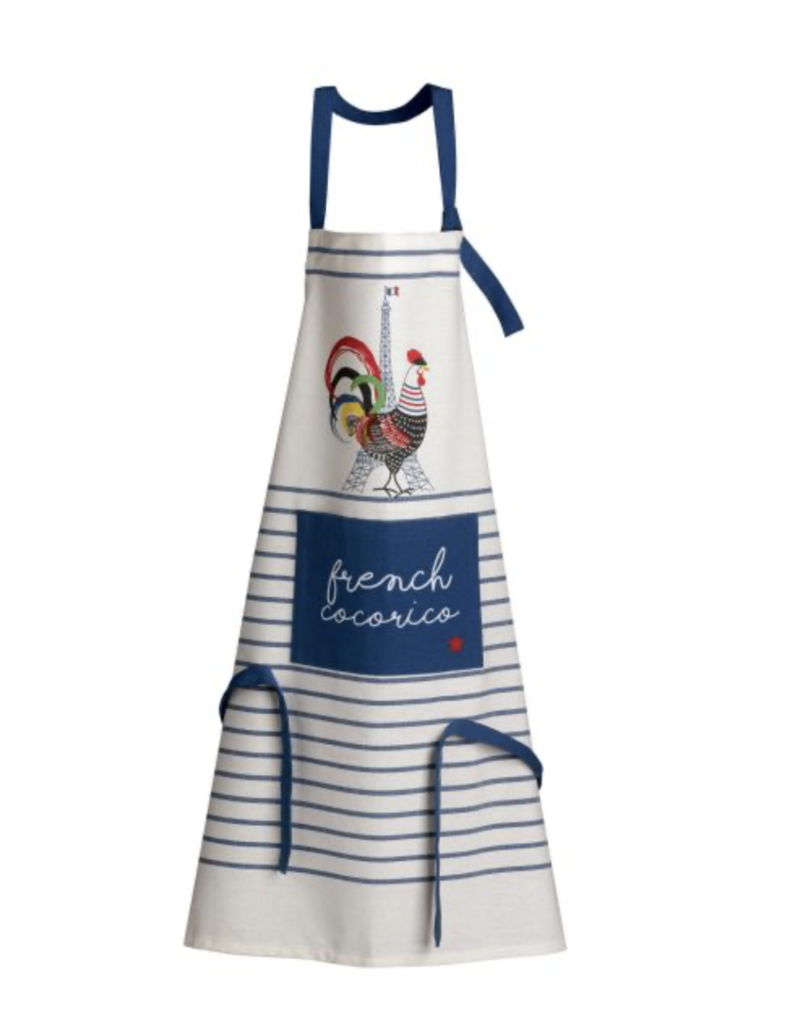 French Cocorico  Apron  Écru/Bleu 33.5 x 28.5 (Recycled Cotton)
