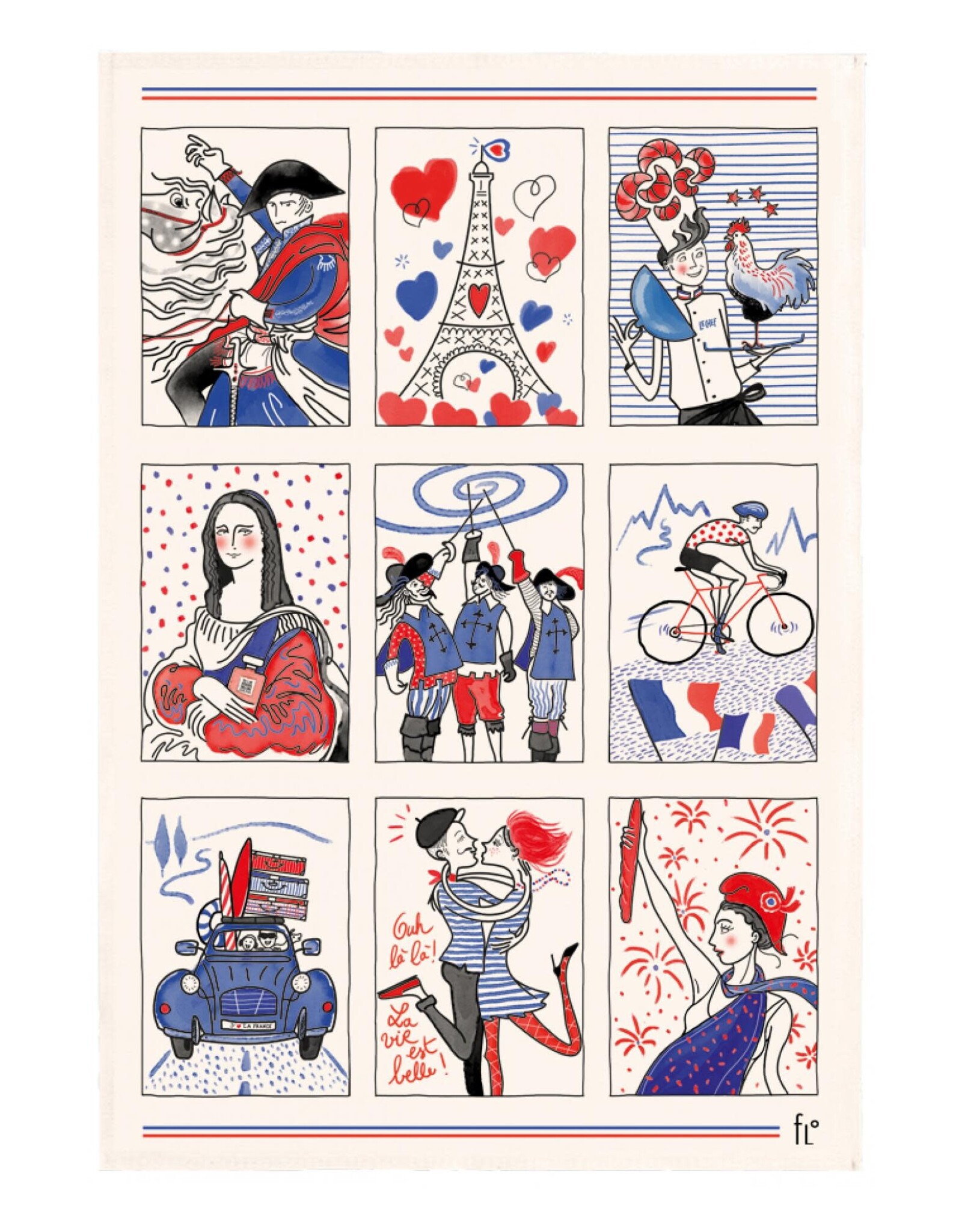 Symbols of France Dish Towel 18.50" x 28"