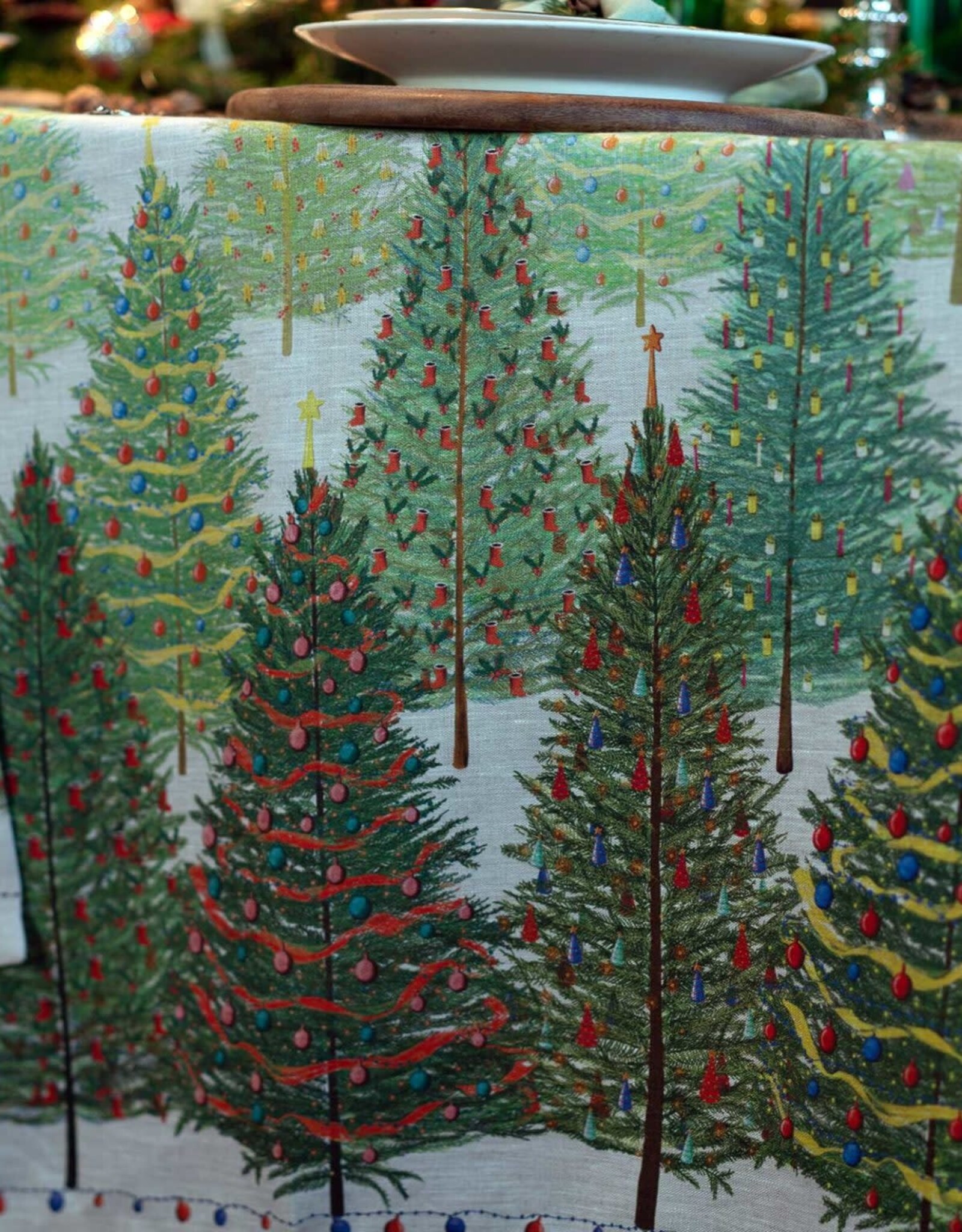 Italian Linen - Fairy Trees Table Runner 18"x67" Naturale