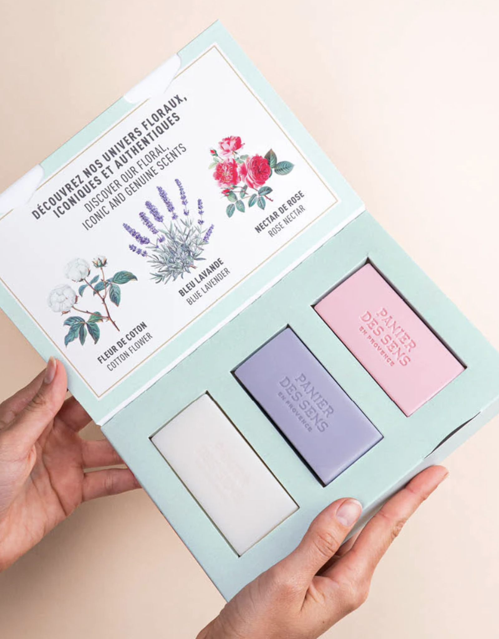 Panier Des Sens Set of 3 Shea butter Soaps (Cotton Flower, Lavender, Rose Nectar) - Panier Des Sens