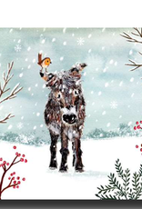 Louise Mulgrew Winter Donkey & Bird Greeting Card 6" x 6"