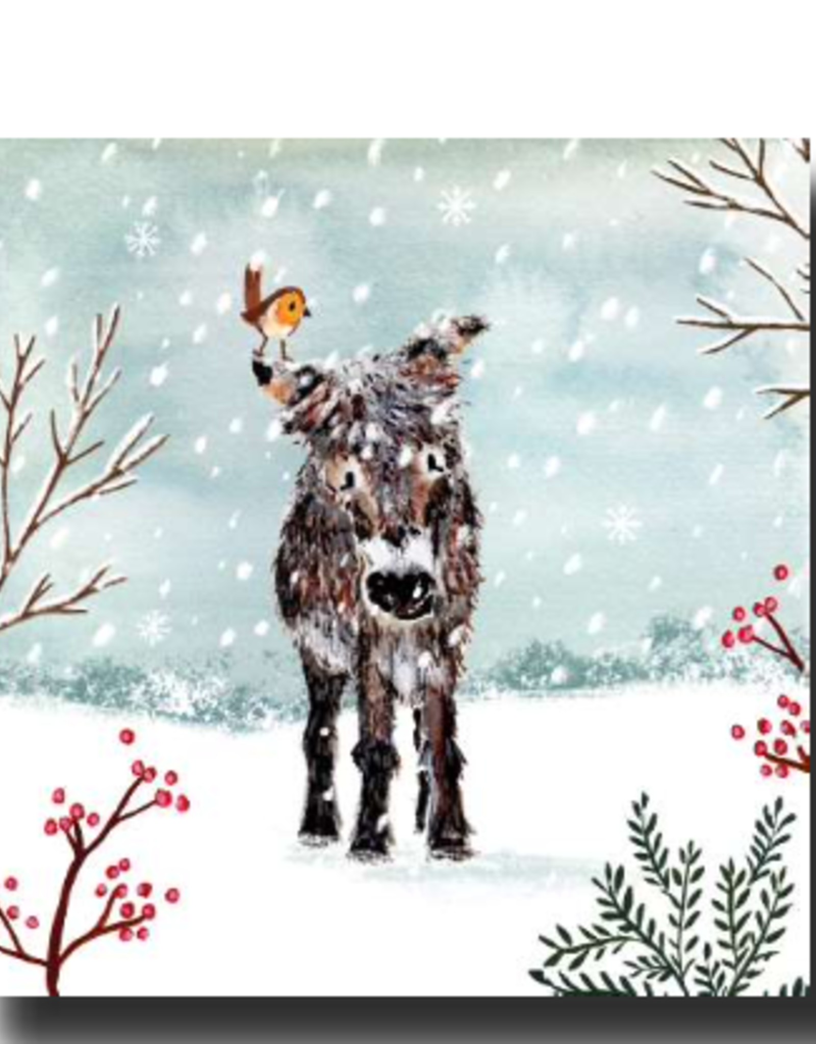 Louise Mulgrew Winter Donkey & Bird Greeting Card 6" x 6"