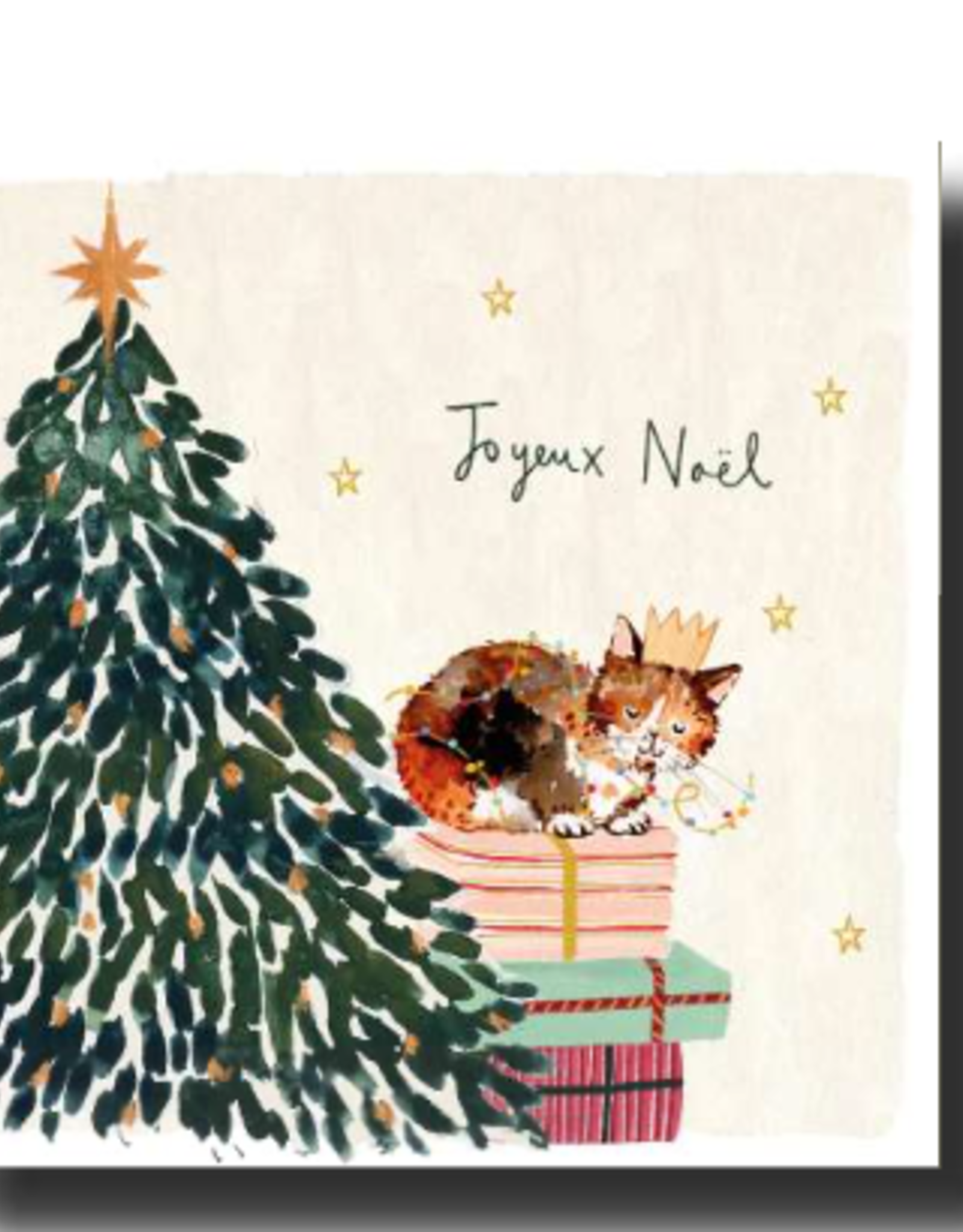 Joyeux Noel Cat (Louise Mulgrew) Greeting Card - 6" x 6"