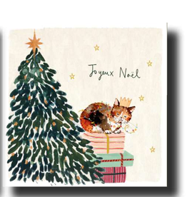 Joyeux Noel Cat (Louise Mulgrew) Greeting Card - 6" x 6"