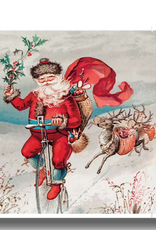 "Father Christmas on a Bicycle" Greeting Card 5" x 5" (Netherlands)