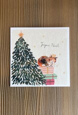 Joyeux Noel Cat (Louise Mulgrew) Greeting Card - 6" x 6"