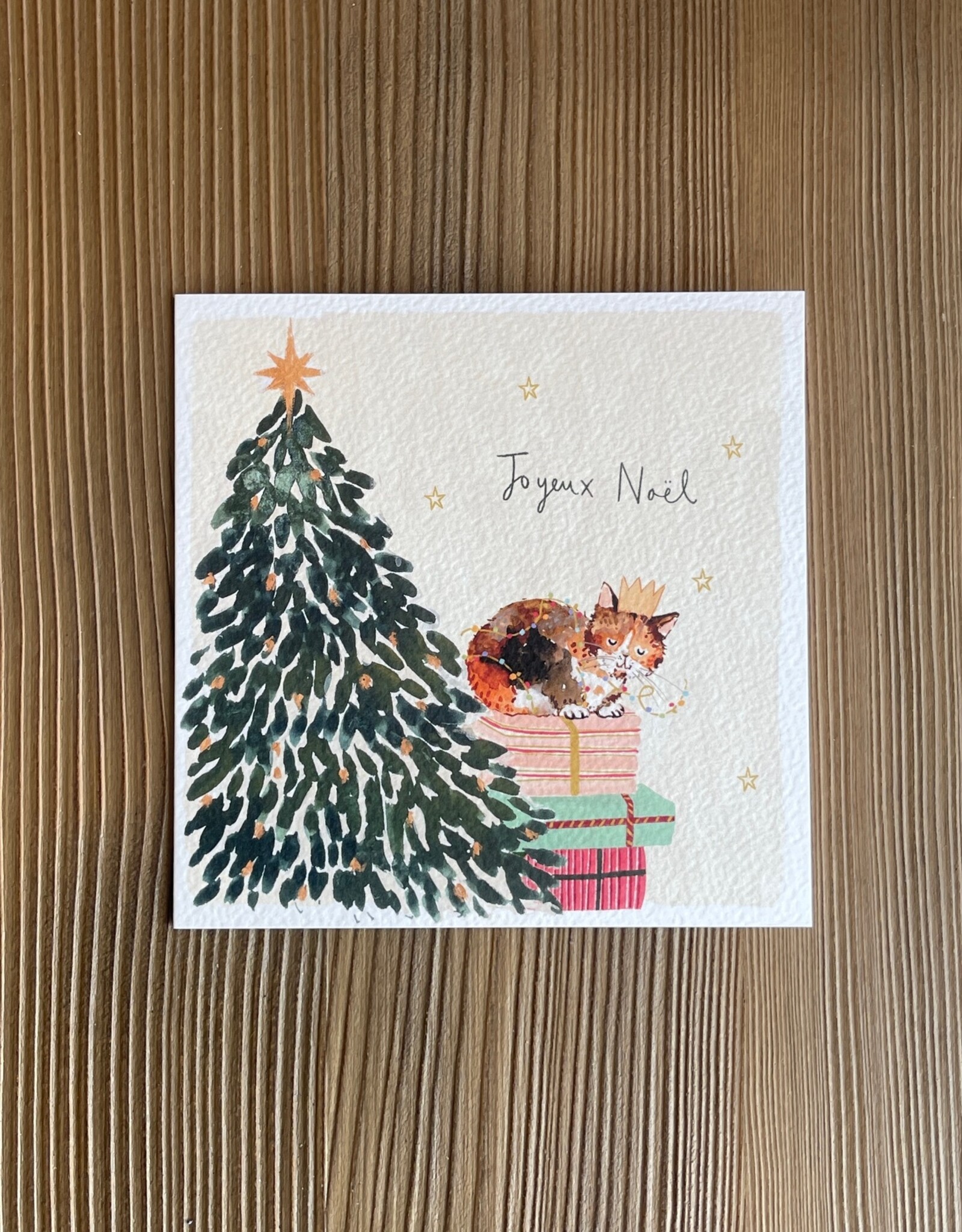 Joyeux Noel Cat (Louise Mulgrew) Greeting Card - 6" x 6"