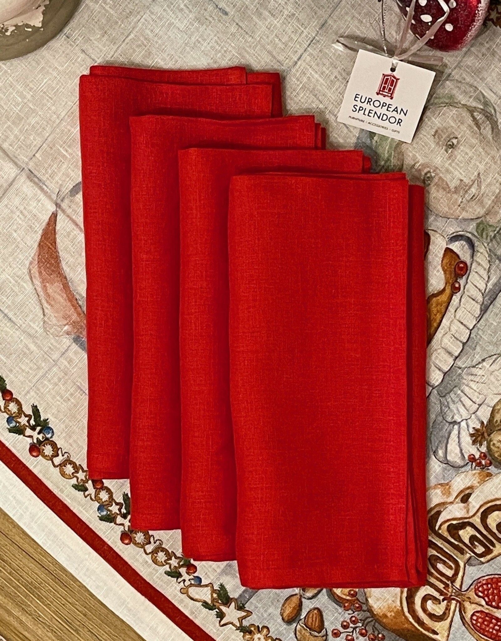 Italian Linen - Napkin - Tiziano (Red) - 20" x 20"