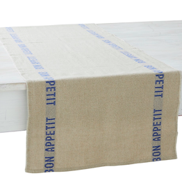 Charvet Editions Charvet Editions - Table Runner Bon Appetit Natural/Blue - 55" x 18"