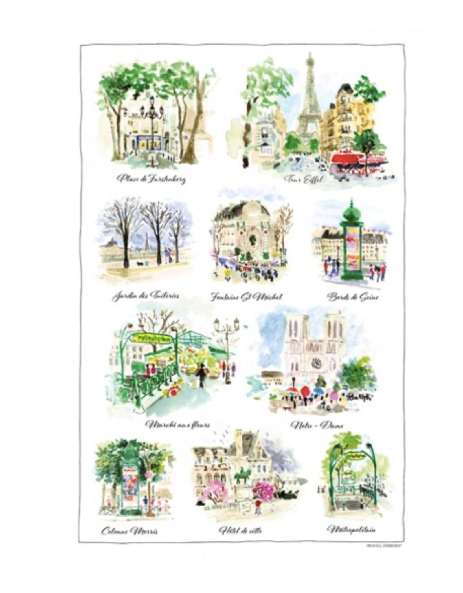 Paris Scénettes Tea Towel Blanc 18.5" x 28" (48 X 72 cm)