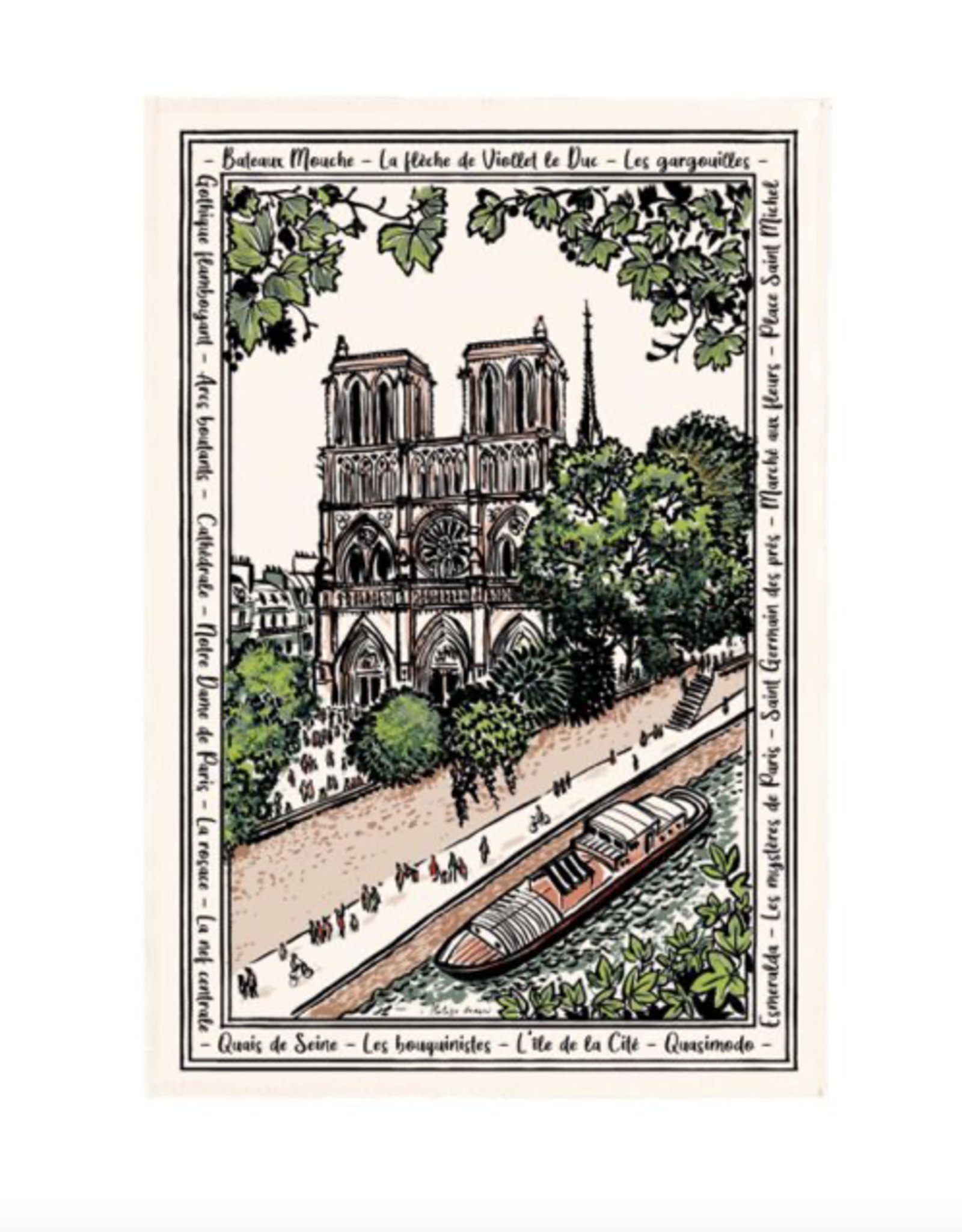 Notre Dame Tea Towel Écru 19" X 28"