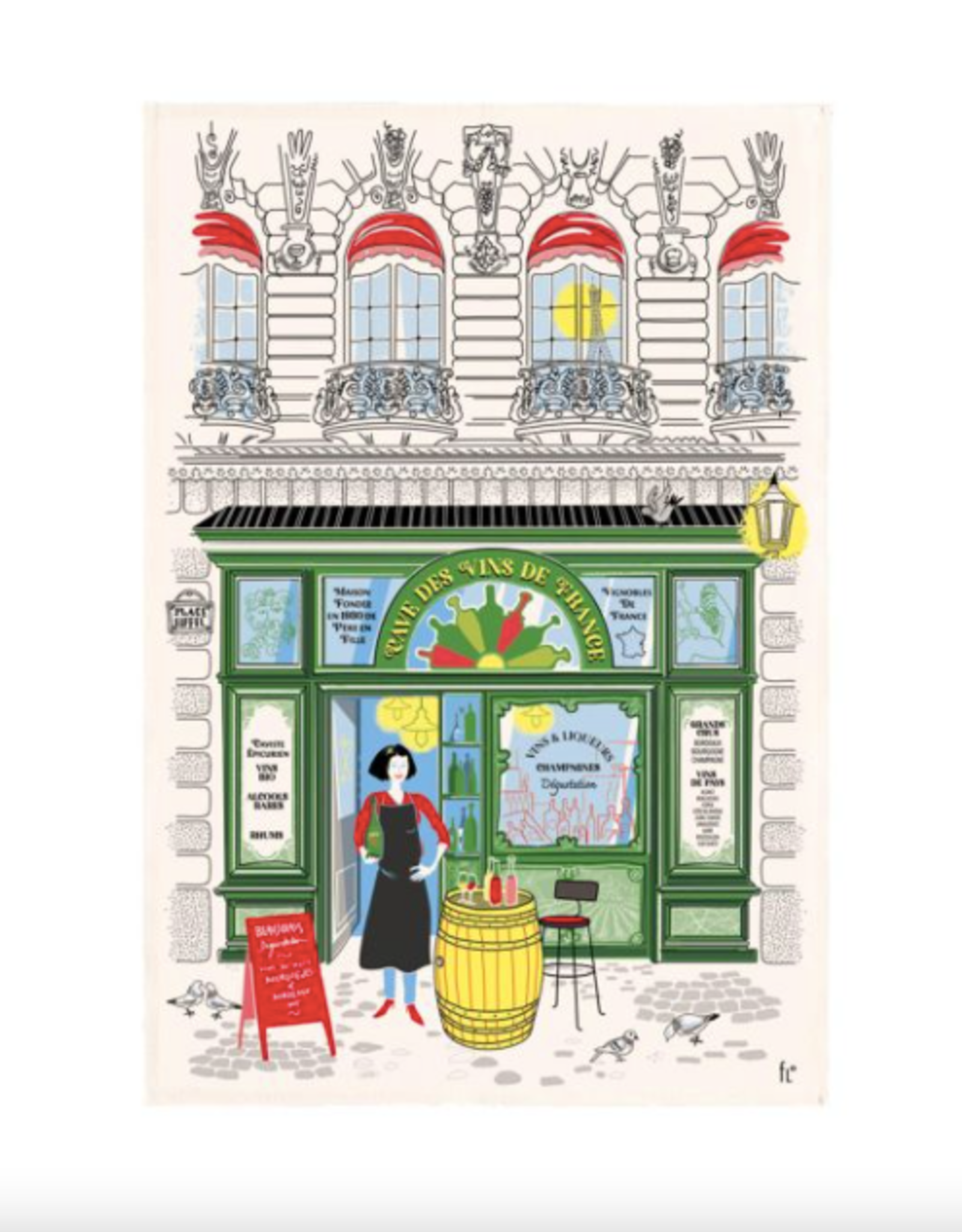 Façade Caviste Tea Towel Écru 18.5 X 28