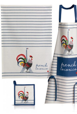 Pot Holder French Cocorico Écru/Bleu 8"x8" (20 X 20 cm)