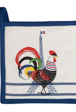 Pot Holder French Cocorico Écru/Bleu 8"x8" (20 X 20 cm)