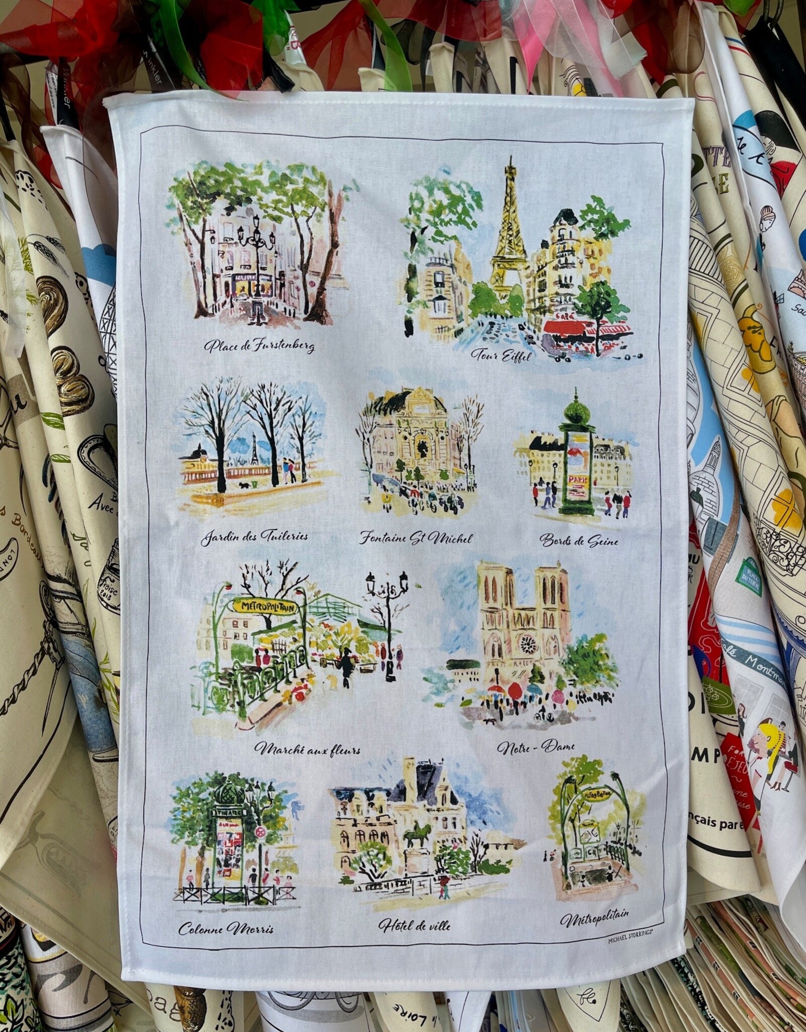 Paris Scénettes Tea Towel Blanc 18.5" x 28" (48 X 72 cm)
