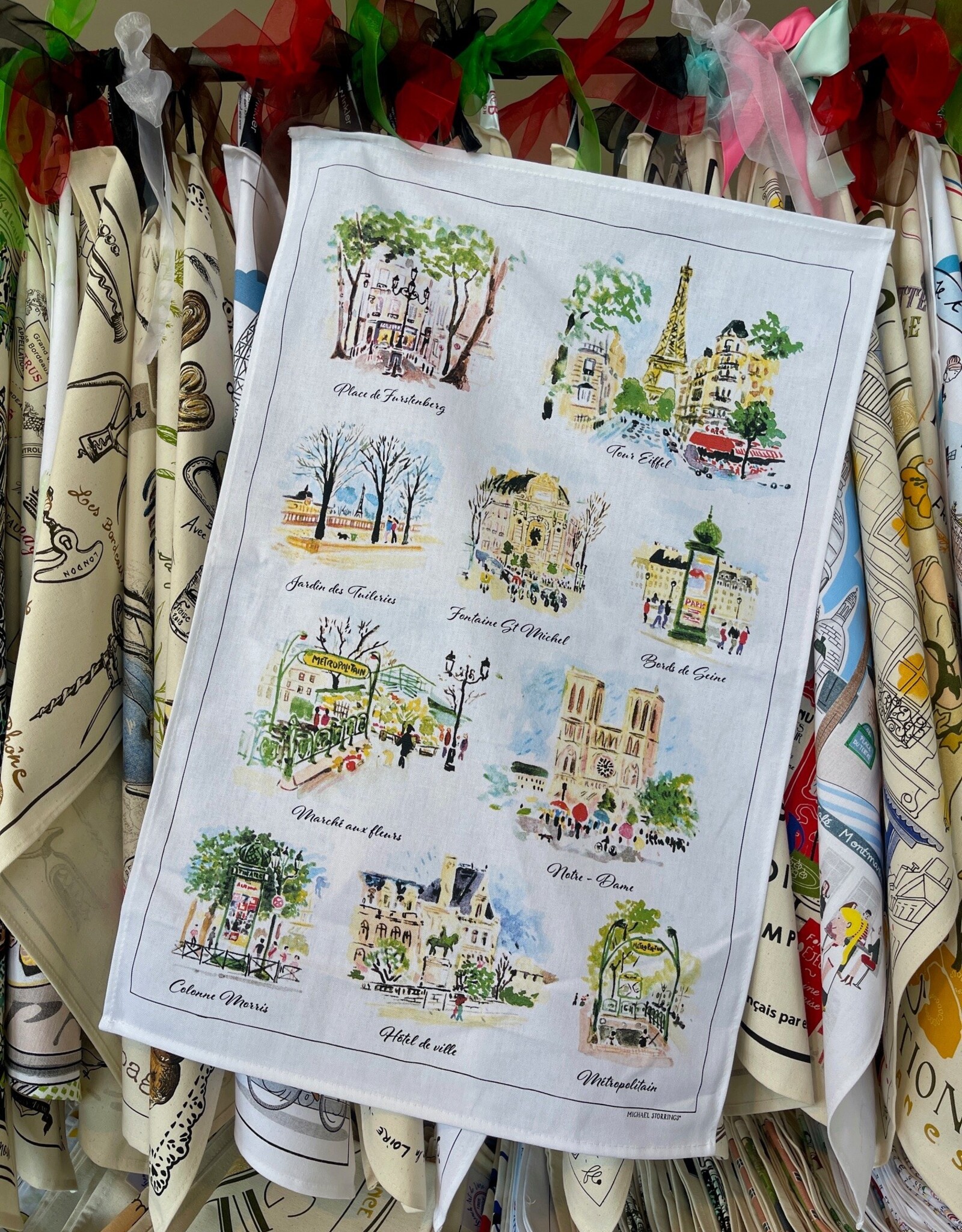 Paris Scénettes Tea Towel Blanc 18.5" x 28" (48 X 72 cm)