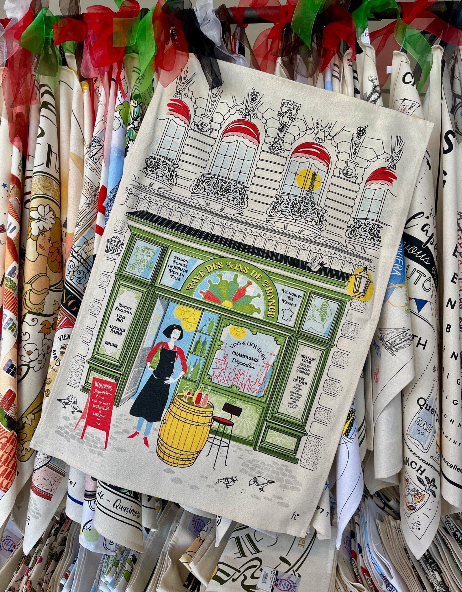 Façade Caviste Tea Towel Écru 18.5 X 28