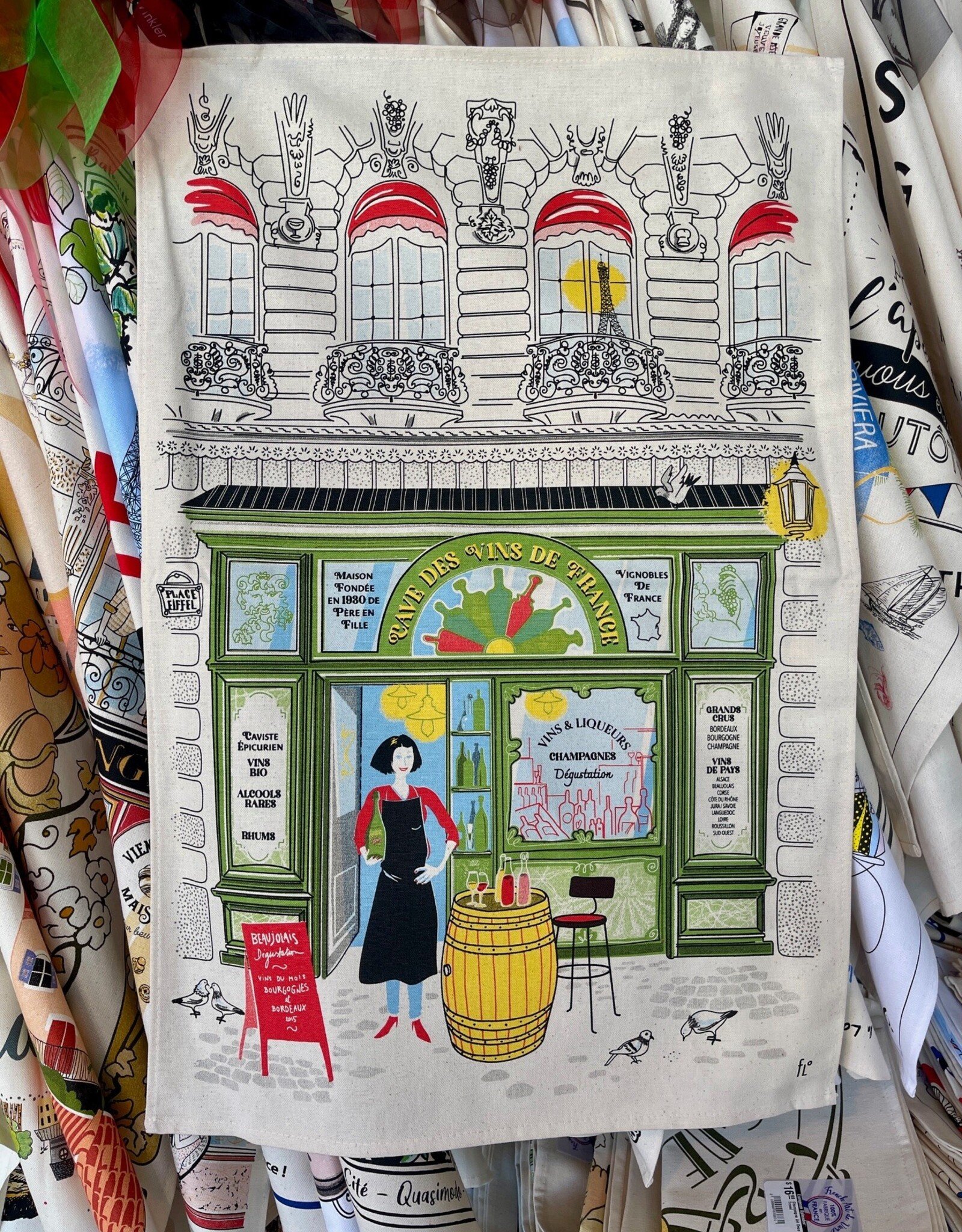 Façade Caviste Tea Towel Écru 18.5 X 28