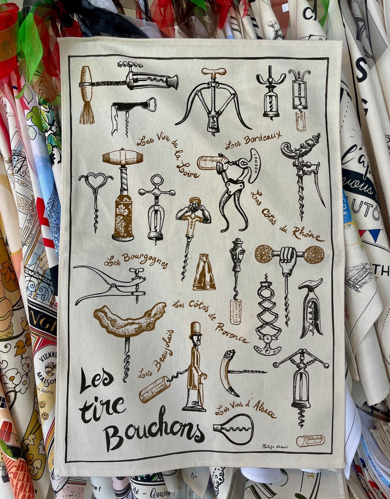 Les Tire-Bouchons Écru Tea Towel - 18.5" x 28" (48 X 72 cm)