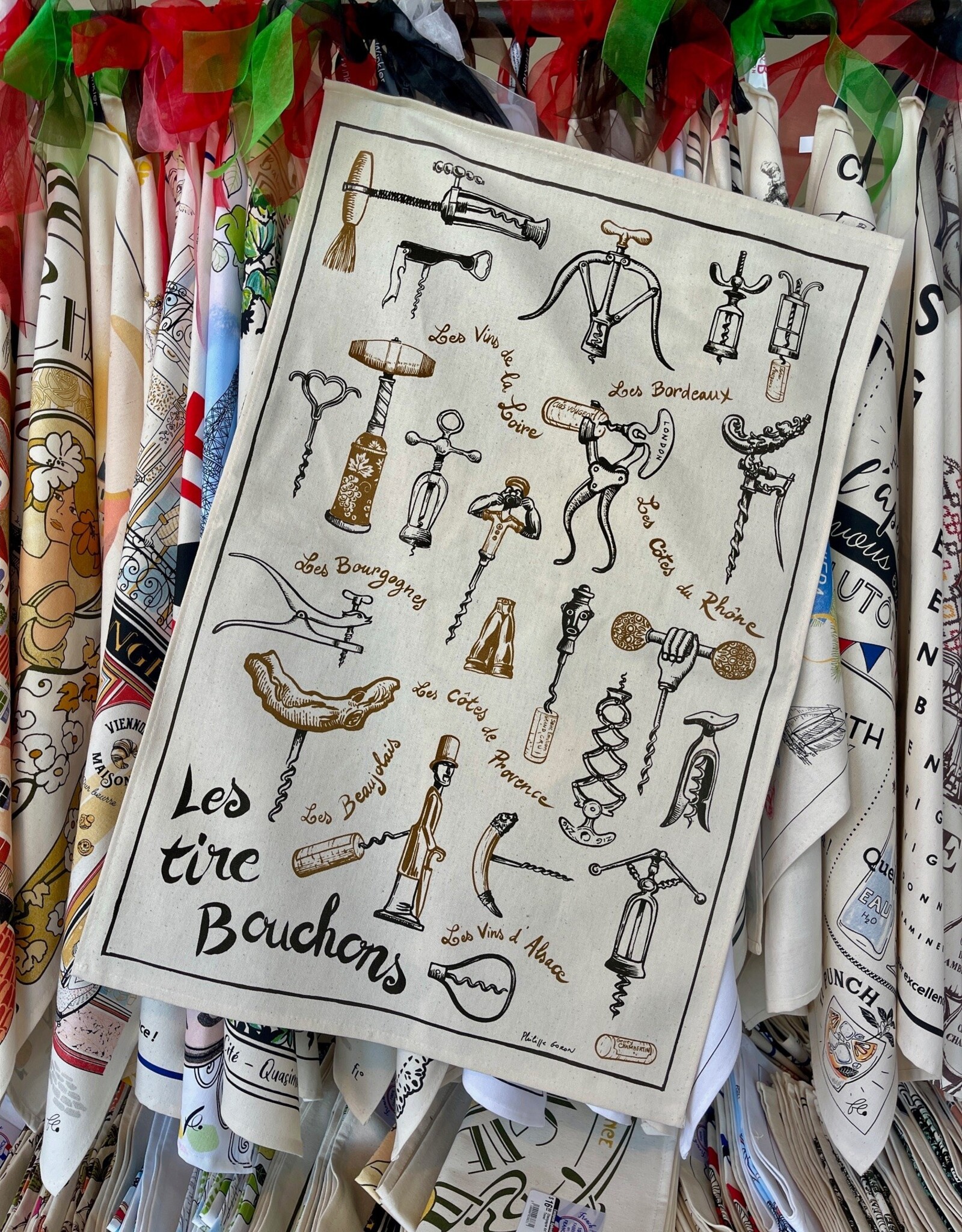 Les Tire-Bouchons Écru Tea Towel - 18.5" x 28" (48 X 72 cm)