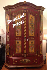"Big Red" 9 Ft Tall Armoire. 108" tall x 69" Wide x 32" Deep Distress' Red
