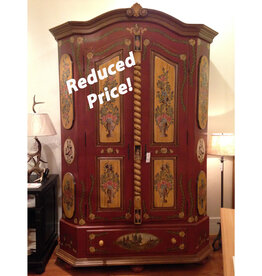 "Big Red" 9 Ft Tall Armoire. 108" tall x 69" Wide x 32" Deep Distress' Red