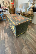 Handpainted Trunk II - Green - Bohemian Birds