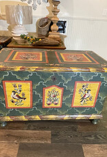 Handpainted Trunk II - Green - Bohemian Birds