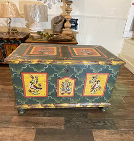 Handpainted Trunk II - Green - Bohemian Birds