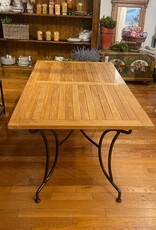 Iron Table With Teak Top - Versailles. 63" Long x 35" Wide x 30" Tall