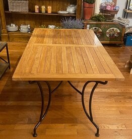 Iron Table With Teak Top - Versailles. 63" Long x 35" Wide x 30" Tall
