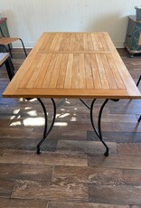 Iron Table With Teak Top - Versailles. 63" Long x 35" Wide x 30" Tall