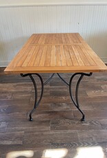 Iron Table With Teak Top - Versailles. 63" Long x 35" Wide x 30" Tall