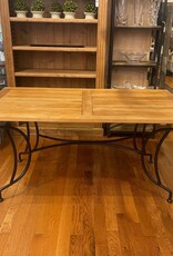 Iron Table With Teak Top - Versailles. 63" Long x 35" Wide x 30" Tall
