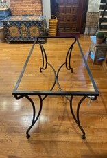 Iron Table With Teak Top - Versailles. 63" Long x 35" Wide x 30" Tall