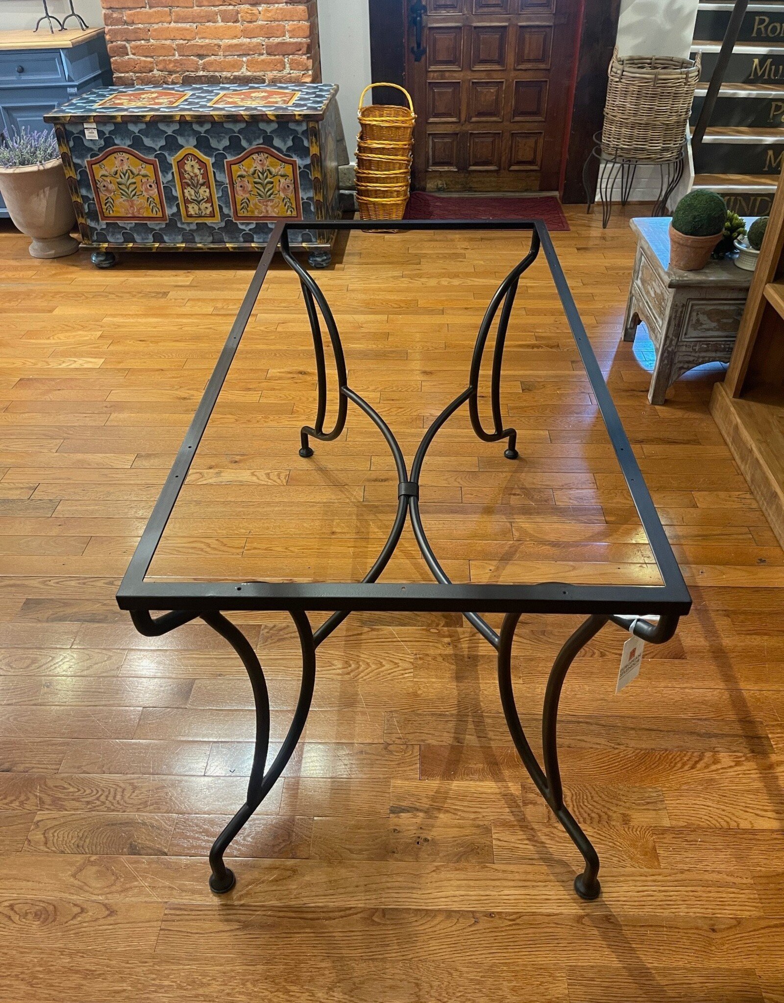 Iron Table With Teak Top - Versailles. 63" Long x 35" Wide x 30" Tall