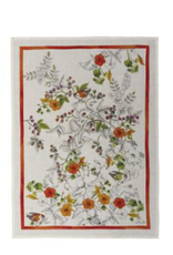 Italian Linen - Gravure - Orange Kitchen Towel 20"x28" Cream