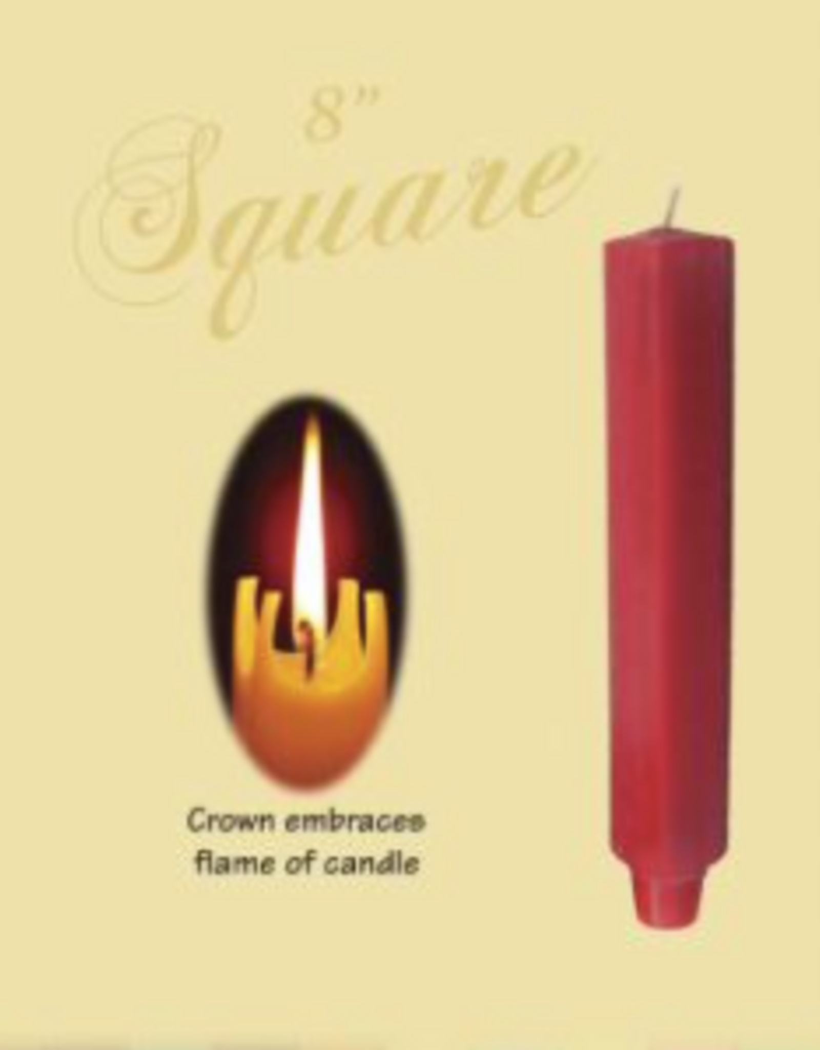 Square Candle  8 Inch (Box of 8)  Linen White