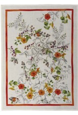 Italian Linen - Gravure - Orange Kitchen Towel 20"x28" Cream