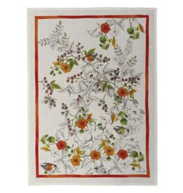 Italian Linen - Gravure - Orange Kitchen Towel 20"x28" Cream
