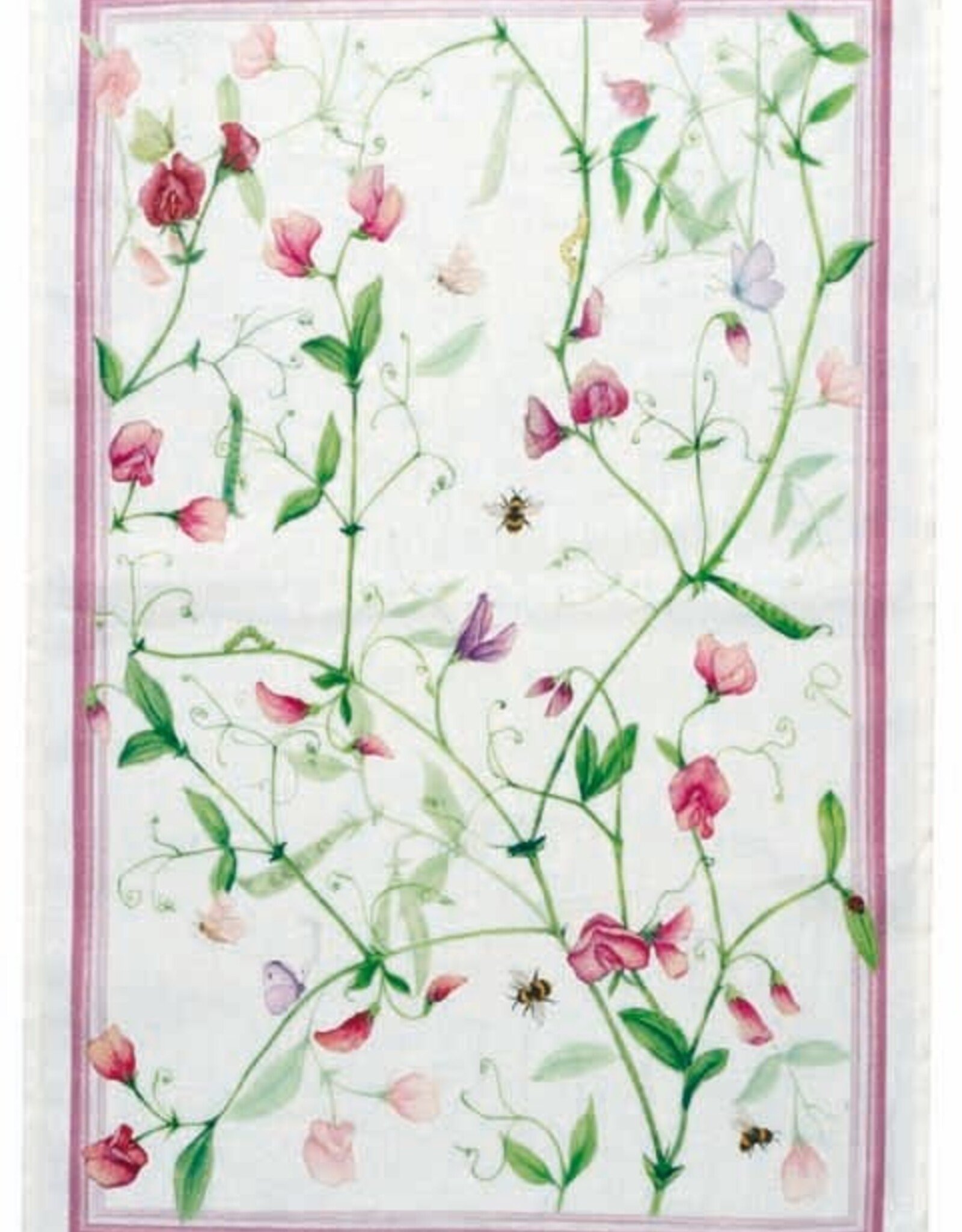 Italian Linen - Petits Pois Pink Kitchen Towel 20"x28" Cream