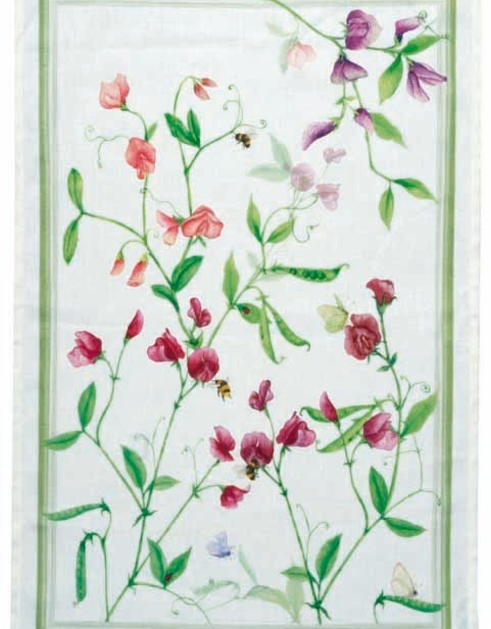 Italian Linen - Petits Pois Green Kitchen Towel 20"x28" Cream