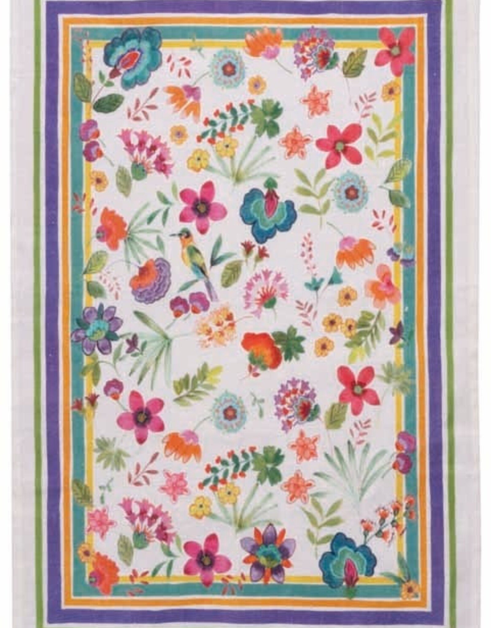 Italian Linen - CAREL GREEN KITCHEN TOWEL 20"x27" CREAM