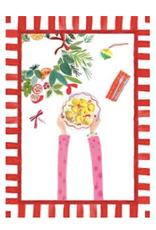 Italian Linen - Hand On XMAS Tortellini Kitchen Towel  20"x28" Cream